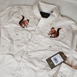 NWT RARE Howler Bros Gaucho Snapshirt Medium Squirrels Tan 10 Year Long Sleeve